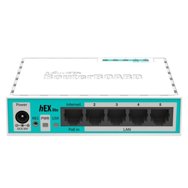 Router Mikrotik hEX lite (RB750r2) Total Ethernet  Ports:5; Architecture:MIPSBE; CPU core:1 - obrazek 2