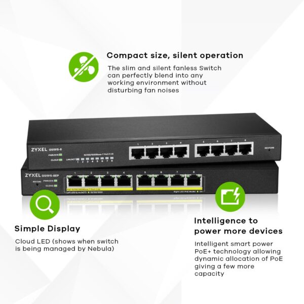 Switch Zyxel GS1915-8 8p Managed Gigabit - obrazek 3