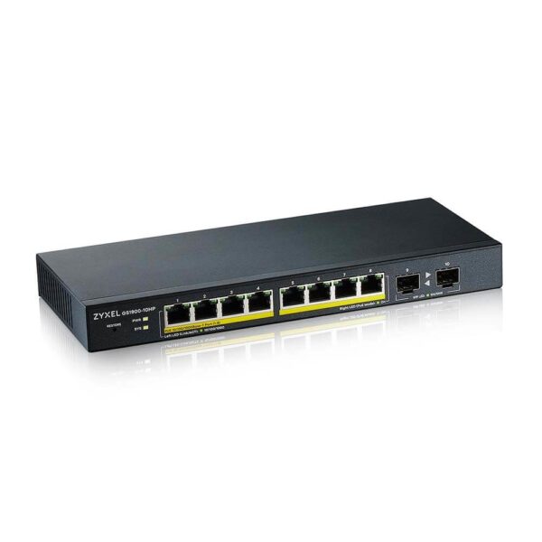 Switch Zyxel GS1900-10HP 10p PoE (PoE+: 8;) 77W Managed Gigabit - obrazek 2