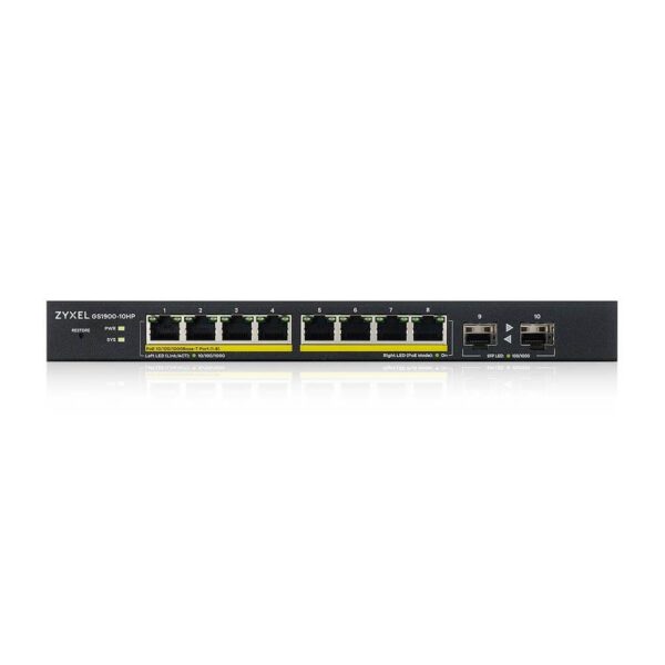 Switch Zyxel GS1900-10HP 10p PoE (PoE+: 8;) 77W Managed Gigabit - obrazek 3